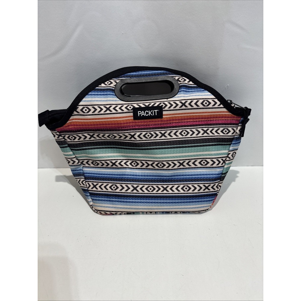 Packit Insulated Lunch Bag Chevron Pattern Multicolor Pink Orange Blue Navy